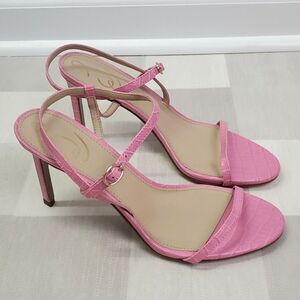 Sam Edelman Doran Pink Croc Embossed Strappy Heeled Sandals Size 9